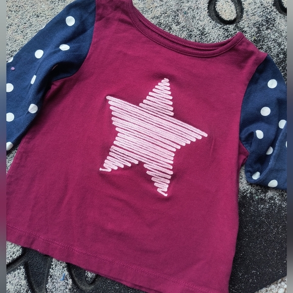 Girls Toddler Falls Creek Kids Tshirt Polka Dot Embroidered Star Long Sleeve 24M - Picture 2 of 4